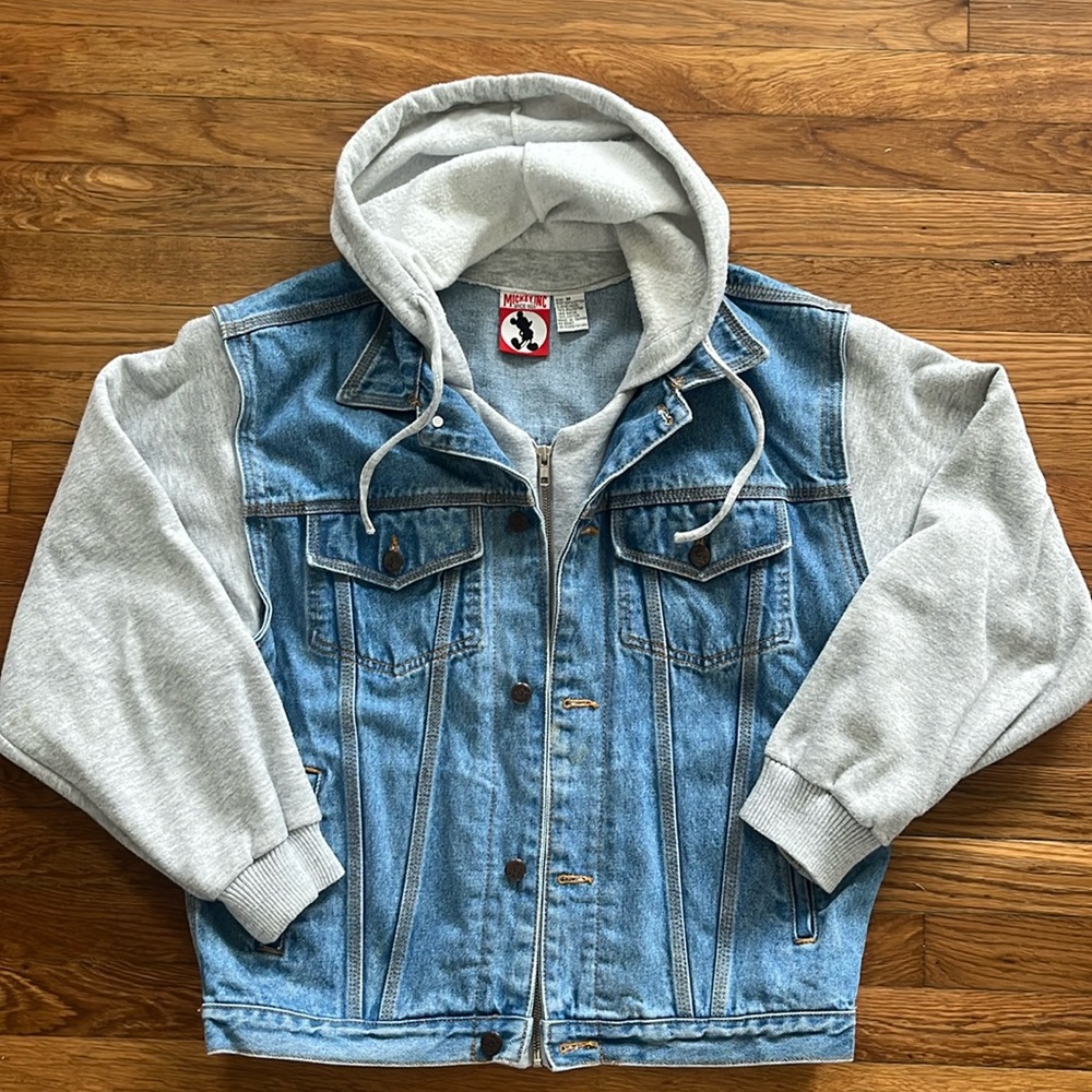 Vintage Style Mickey Mouse Hooded Denim Jacket